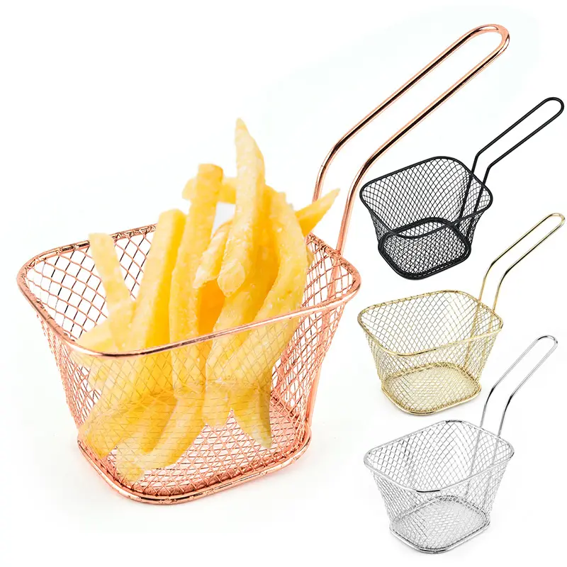 Cesta de ferro para fritar, lanche para churrasco, restaurante, frutas fritas, cesto para lanches ocidentais