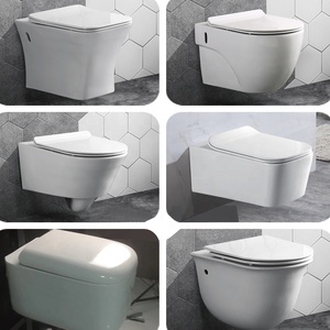 Inodoros Redondos Blancos Suspendidos en la Pared, sin Borde, para Baños de Casas de Campo, Villas y Apartamentos - Product Image 1