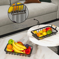 Panier de rangement double couche empilable en métal noir antirouille pour fruits, pratique pour la maison et le bureau