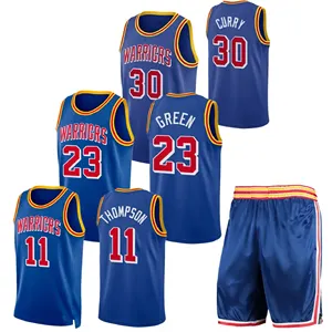 Low moq wholesale custom Golden State Basketball Jerseys 30 Curry 11 Thompson Green Stitched Royal Classic Edition Jersey Shorts