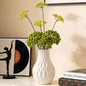 Vaso in Ceramica Smaltata Colorata Stile Francese, Ampia Apertura, Bianco, per Soggiorno, Contenitore di Lusso per Fiori Secchi, Idroponico - Product Image 2