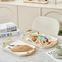 Assiette de présentation de luxe en plastique doré pour fruits, sous-assiette de dîner pour mariage, restaurant, fête, vaisselle