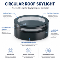 Claraboya Circular para Sótano, Ventana Redonda de Aluminio para Techo, Sistema de Claraboya para Patio Empotrado, Iluminación Natural Diurna
