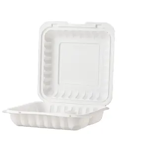 1 Compartment Fried Chicken Food Plastic Packaging Takeout Containers With Mineral Filled 9x9 MFPP Hinge Lid Clamshell Togo Box