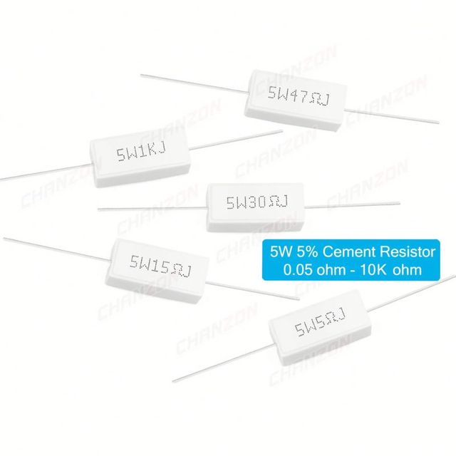 10Pcs 5W 5% Cement Wirewound Resistors 0.22 0.33 0.47 50 100 330 1K 10K Ohms 5Watt Inductive Fixed Wire Wound Ceramic Resistance