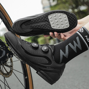 Tabolu Cycling Shoes White Leather EVA Sole Breathable Mesh Lining Road Bike Clipless Men's Cycling Footwear - Product Image 3