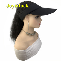 À la mode femme chapeau noir perruque facile à porter moelleux court naturel bouclé femmes haute queue de cheval noir Baseball chapeau perruque synthétique