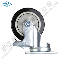 Roulettes pivotantes en PVC à noyau plastique avec frein Total Lock, usage léger, 3, 4, 5 pouces, roulettes à fixation par plaque pour chariot à plateau, chariot utilitaire
