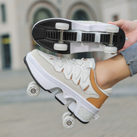 Chaussures à roulettes d'extérieur avec 4 roues rétractables pour garçons et filles, chaussures à roulettes pour la marche et le sport pour enfants
