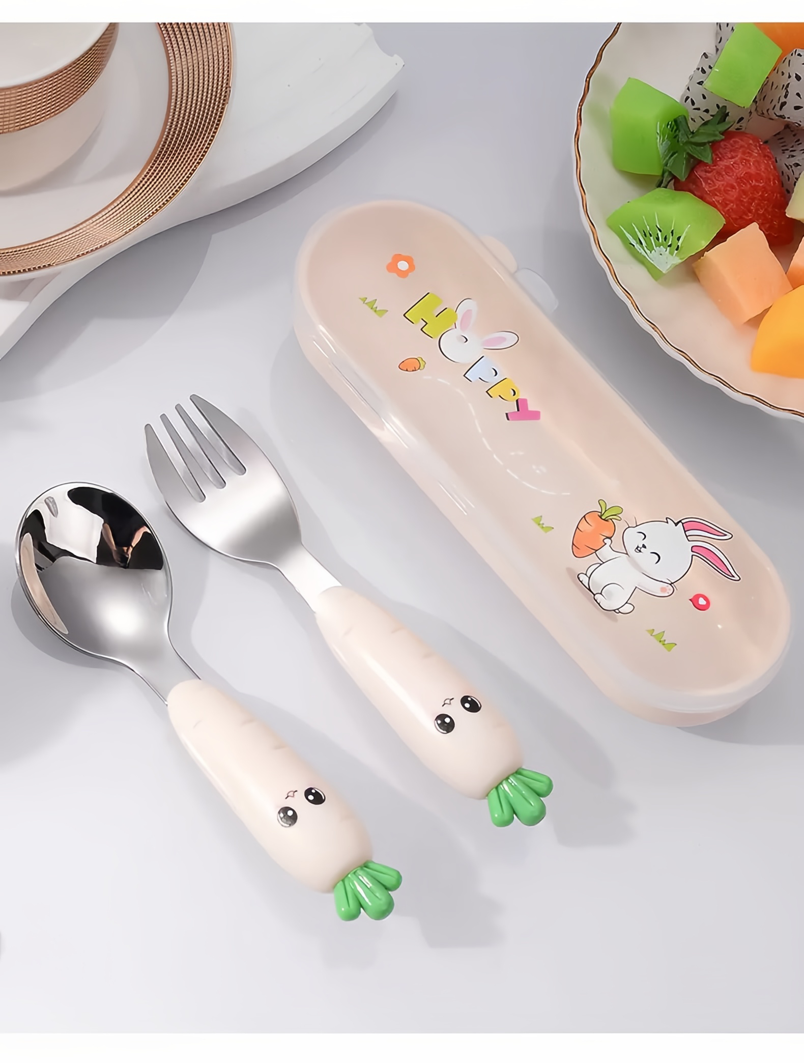 White - spoon+fork+box