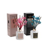 Diffuseur de parfum en verre haut de gamme avec fleurs séchées, logo personnalisé, parfum d'ambiance longue durée pour la décoration intérieure