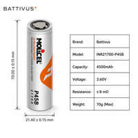 Sel Baterai Molicel Original 4500mAh 3.6V 10C Discharge 45A INR21700 P45b Molicel 21700 untuk Paket Baterai Custom 6S2P 6S1P 20S5P