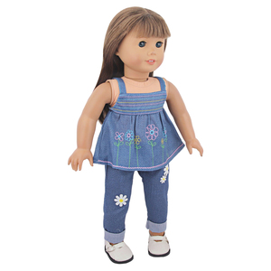 MSYO - Traje de Mezclilla de Moda para Muñecas de 18 Pulgadas, Juguete Mini DIY, Ropa de Poliéster con Diseño de Margarita para Muñecas - Product Image 4