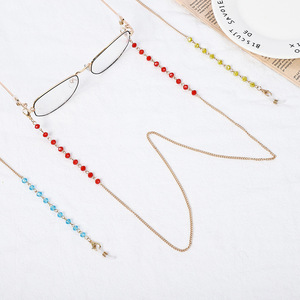 Chaîne <span class=keywords><strong>de</strong></span> lunettes <span class=keywords><strong>de</strong></span> soleil en cristal métallique rose pour femmes, sangles <span class=keywords><strong>de</strong></span> cou colorées à la mode, <span class=keywords><strong>cordon</strong></span> avec cadeau gratuit, pièces <span class=keywords><strong>de</strong></span> lunettes - Product Image 2