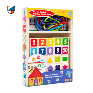 Niños de madera forma Digital Flashcard Blockds cuerda juego Montessori <span class=keywords><strong>DIY</strong></span> Cuentas grandes cuerda juguete de bloques de construcción - Product Image 2