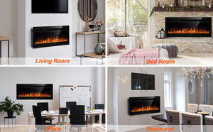 Chimenea Eléctrica de 60 Pulgadas y 230V <span class=keywords><strong>con</strong></span> 12 Colores, <span class=keywords><strong>Llama</strong></span> <span class=keywords><strong>3D</strong></span> Realista y Control Remoto - Product Image 4