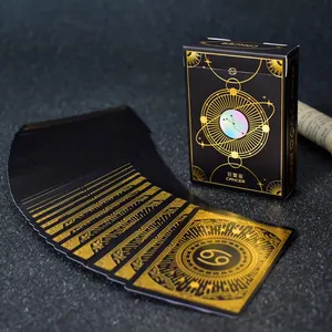 Venta al por mayor de alta calidad de impresión personalizada bordes dorados Oro Negro papel Tarot cubierta afirmación tarjetas