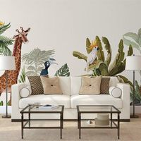 Papier peint 3D personnalisé pour la maison, design amical de forêt tropicale en dessin animé, décoration de chambre pour filles et enfants