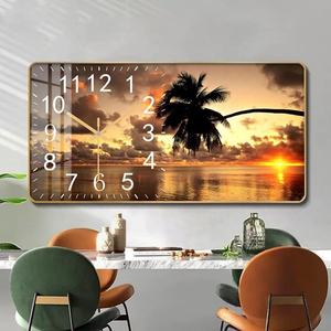 Reloj de Pared de Cristal Radiante: Ilumina tu Pared con un Toque Artístico, Reloj de Porcelana con Pintura de Paisaje en Cristal - Product Image 5