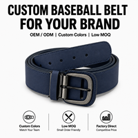 Ceinture réglable en cuir PU bleu marine avec boucle en alliage, personnalisable OEM/ODM avec logo, pour hommes et adolescents, idéale pour le baseball et le softball en extérieur