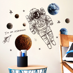 Adesivi Murali XL8335 Personalizzati con Astronauti e Universo Spaziale <span class=keywords><strong>per</strong></span> Camere dei Bambini e Decorazioni Domestiche, Decalcomanie in Vinile - Product Image 1
