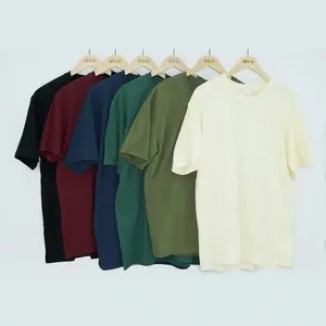Summer 220gsm Drop Shoulder Loose Fit Heavyweight Cotton Tshirt Crewneck Custom Logo Unisex T Shirt Stock Wholesale