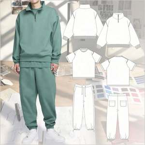 Conjunto de 2 piezas de sudadera y pantalones de chándal de algodón de rizo con logotipo bordado personalizado de fabricante de ropa OEM - Product Image 1