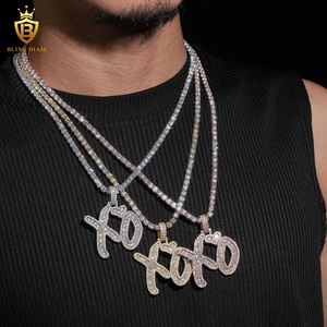 Colgante Personalizado de Letras <span class=keywords><strong>XO</strong></span> de Joyería Hip Hop de Moda con Moissanita VVS de Plata 925, Pasa el Probador de Diamantes - Product Image 6