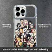 Coque de téléphone anti-rayures transparente à motif de groupe de personnages d'anime pour iPhone 17/15 Pro Max & Plus Series
