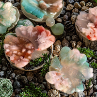 Pierres de guérison naturelles en agate verte sculptée à la main ornement papillon en cristal