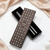 Boîte d'emballage de luxe classique marron pour baguettes, boîte cadeau personnalisée estampillée à chaud en argent, pour usage professionnel et d'entreprise