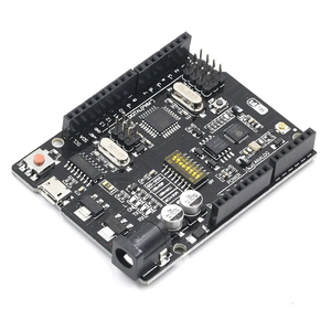 UN O + <span class=keywords><strong>WiFi</strong></span> <span class=keywords><strong>R3</strong></span> ATmega328P + <span class=keywords><strong>ESP8266</strong></span> CH340 (mémoire 32 Mo) 6V-9V USB-TTL CH340G pour carte de développement WeMos One - Product Image 1