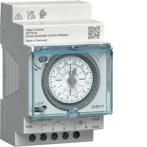 EHN111 Customizable with Customizable with Hagers Daily electromechanical <b>time</b> <b>switch</b> power reserve 1 contact 16A - Product Image 1