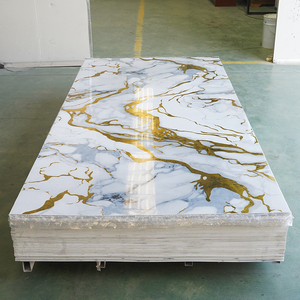 Профессиональное производство: Декоративный ПВХ-лист с УФ-покрытием под мрамор, 1.22*2.4 м, 2.8 мм, для внутренней отделки, глянцевый, экологичный, водонепроницаемый, с возможностью резки - Product Image 1