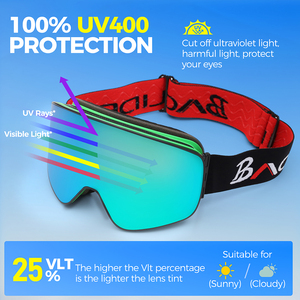 BAOLIDEN Lunettes de ski personnalisées à la mode, double lentille cylindrique, isolées thermiquement, anti-buée, protection UV400, ultra légères - Product Image 1