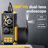 Caméra endoscopique HD 500W à double objectif, zoom 2X, éclairage LED blanc, batterie rechargeable, écran IPS 4,5 pouces pour réparation automobile et égouts