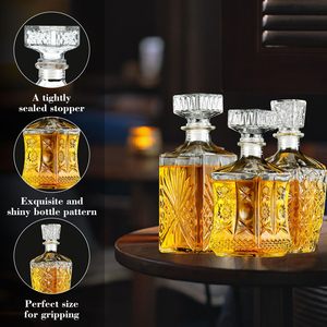 Juego de Decantador de Whisky, Decantador Cuadrado de Vidrio para <span class=keywords><strong>Bourbon</strong></span>, Vodka y Whisky, 250ml/500ml, Difusor, Ideal para Bar y Regalo para Hombres - Product Image 3