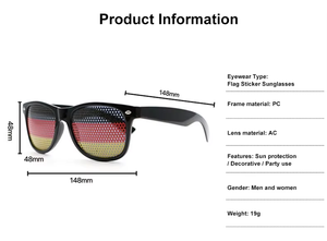 도매 UV400 사각형 유니섹스 프로모션 안경 국가별 깃발 핀홀 스티커 참신한 로고 맞춤형 플라스틱 선글라스 - Product Image 2