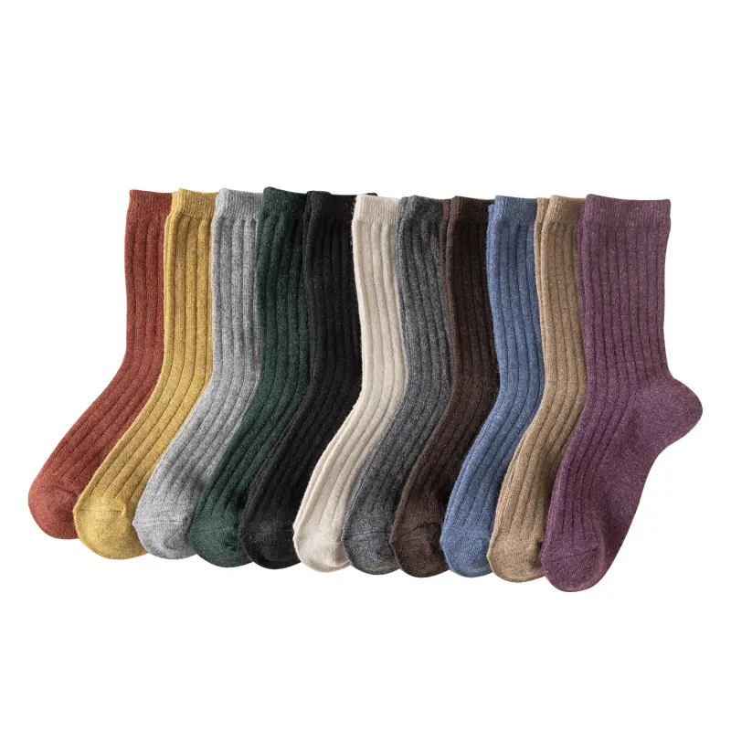 Chaussettes slouch personnalisées pour femmes bonbons couleur unie décontracté chaud thermique chaussettes cheville haute qualité laine slouch chaussettes en gros