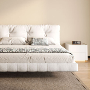 Kainice <strong>Contemporary</strong> Bedroom Furniture Walnut Nightstand with 2 Drawers LED Lamp White Solid Wood <strong>Bed</strong> Side <strong>Table</strong> for Home Hotel - Product Image 3