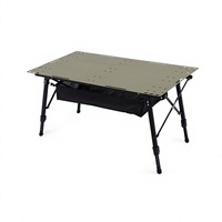 Ensemble de pique-nique d'extérieur en trois pièces en alliage d'aluminium, grande table tactique et chaises pliables, design de rangement à trois niveaux, mobilier portable