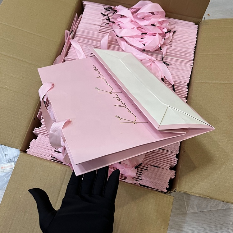 Упаковочные сумки для волос, розовый бутик, Подарочная бумажная сумка для покупок для одежды, париков, волос, обуви, сумочки, косметика, красота, макияж