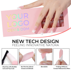 Uñas Postizas Aillsa OEM ODM con Punta Francesa, Serie de Color Rosa Claro, Formas Cuadradas y Coffin para Uso en Dedos - Product Image 3