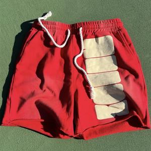 Shorts de sport vintage pour hommes en coton vierge, délavés à l'acide, style streetwear, effet usé, couleurs personnalisables - Product Image 2