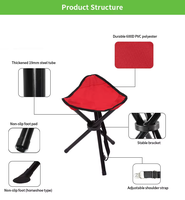 Chaise de camping pliable légère et durable en acier, mini, portable, à trois pieds, triangulaire, pour la plage, en tissu Oxford 600D