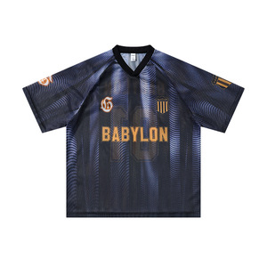 T-shirt court <span class=keywords><strong>de</strong></span> football américain en maille respirante personnalisé <span class=keywords><strong>de</strong></span> haute qualité, streetwear, édition limitée - Product Image 5