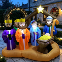 Décoration de crèche gonflable de Noël avec LED intégrées, idéale pour jardin, pelouse et fêtes de Noël