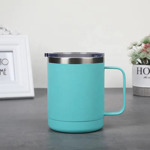 Double Wall Insulated Stainless Steel Coffee <b>Mug</b> with Handle Powder Coated Multi Colors - Product Image 4