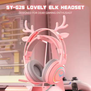 Casque de jeu filaire Kawaii Cute SY-G25 avec antennes, supra-auriculaire, réduction de bruit, haute impédance, sensibilité élevée, avec micro dynamique - Product Image 3