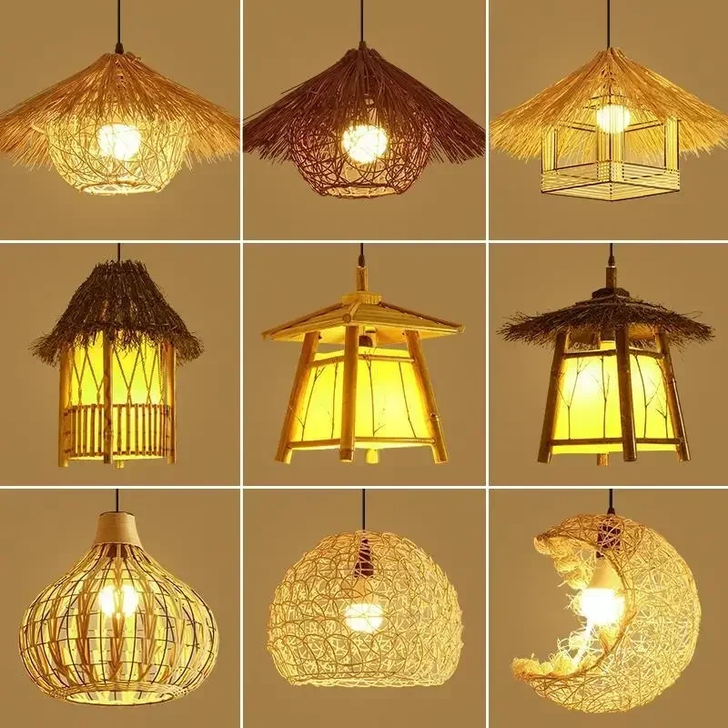 MARKET SET hanglamp Screen XL, 60 cm, zwart, rotan
